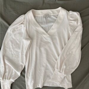 LOFT Cream Puff Sleeve V-Neck Blouse